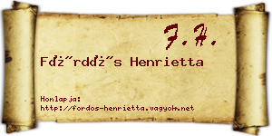 Fördős Henrietta névjegykártya