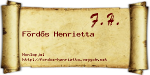 Fördős Henrietta névjegykártya
